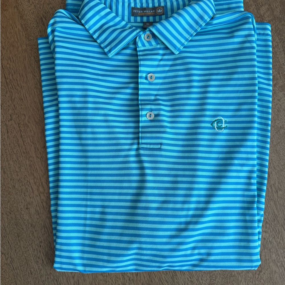 Peter Millar Blue Striped Polo Shirt